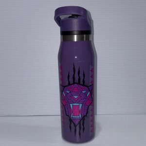 Marvel Purple Water Bottle with Black Panther Wakanda Forever water bottle
